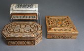 THREE INLAID WOOD BOXESThree I