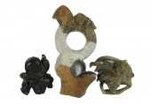 THREE INUIT CARVED STONE FIGUR