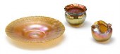 Three iridescent Art glass ite