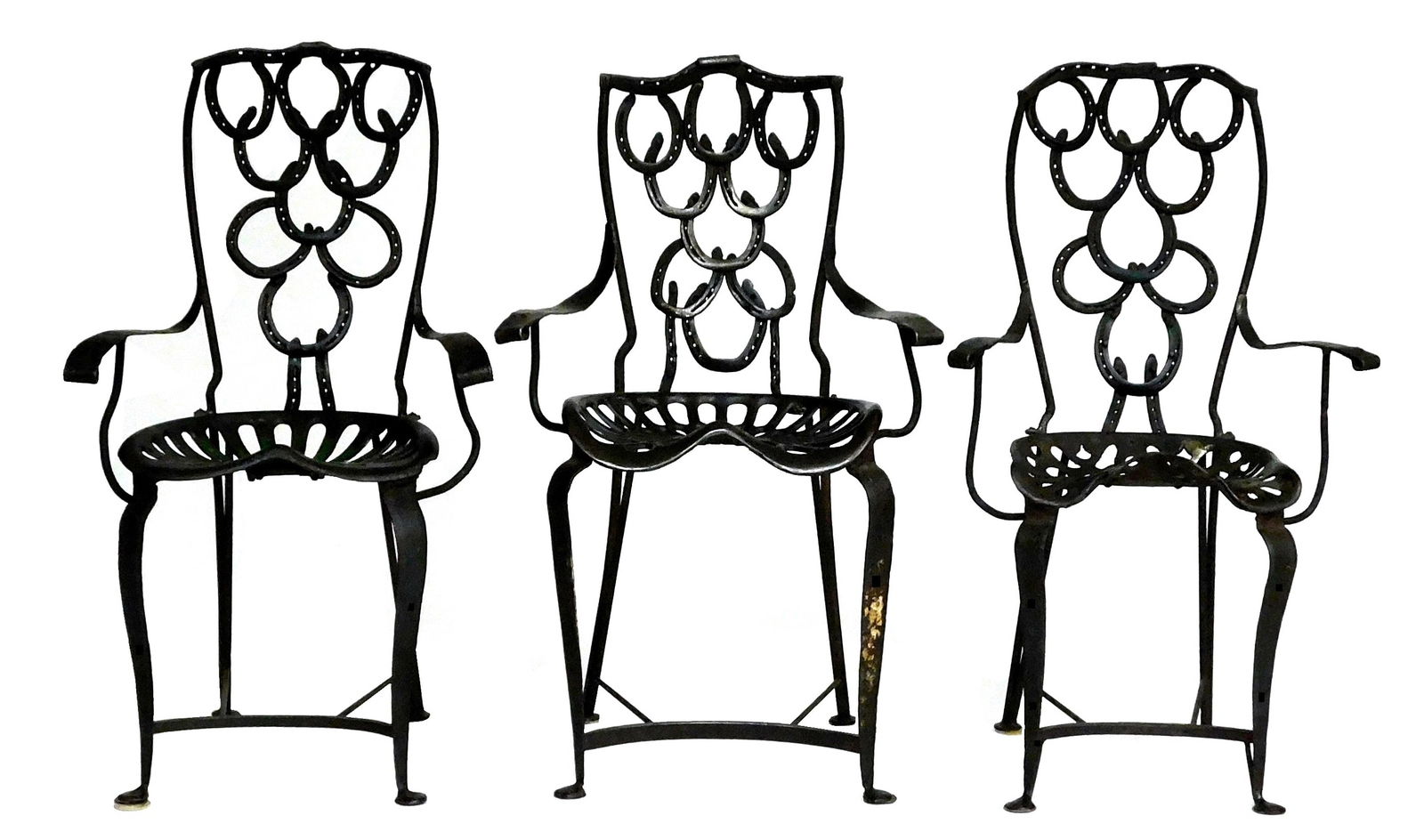 THREE IRON ARMCHAIRS BY JOHN ZAN