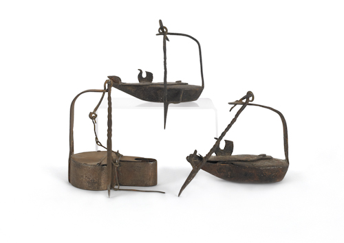 Three iron Betty lamps 19th c.