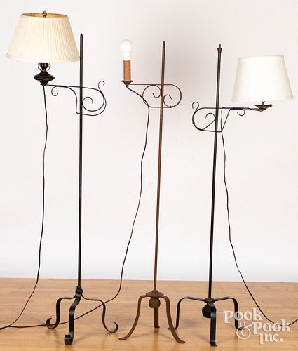 THREE IRON FLOOR LAMPSThree iron