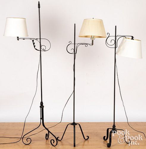 THREE IRON FLOOR LAMPSThree iron