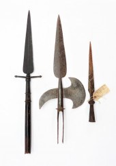 THREE IRON POLE ARM HEADS C. m