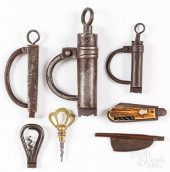 THREE IRON SMOKEHOUSE LOCKS, 1