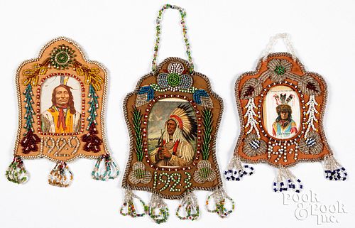 THREE IROQUOIS INDIAN BEADED
