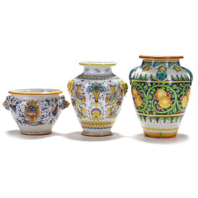THREE ITALIAN FAIENCE GLAZED