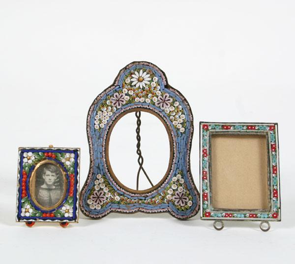 Three Italian micro mosaic frames