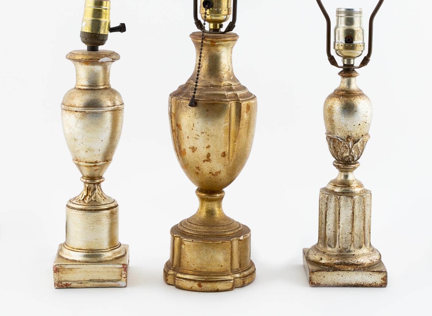 THREE ITALIAN URN FORM GILT TABLE
