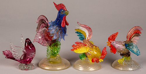 THREE ITALIAN VENETIAN ART GLASS