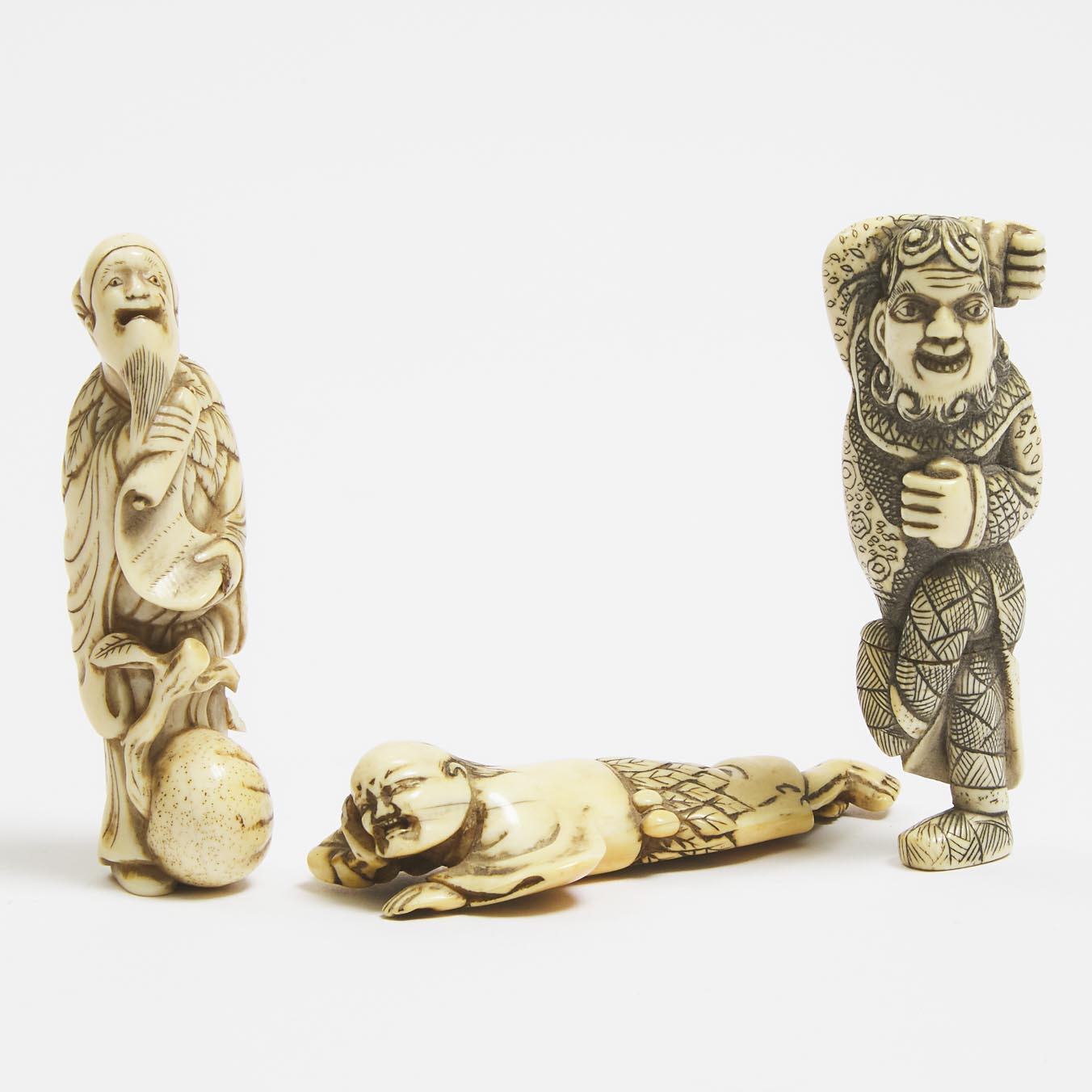 Three Ivory Netsuke of Tekkai