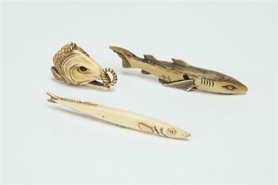 THREE IVORY NETSUKES.  Japan  1st