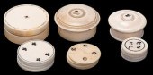 THREE IVORY WHIST COUNTER BOXE