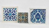 THREE IZNICK POTTERY TILESThre