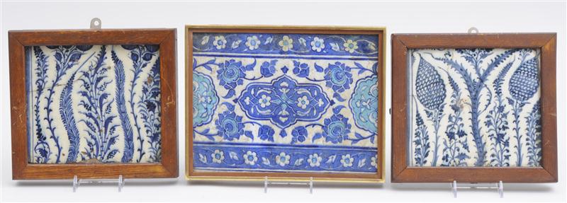 THREE IZNIK BLUE AND WHITE