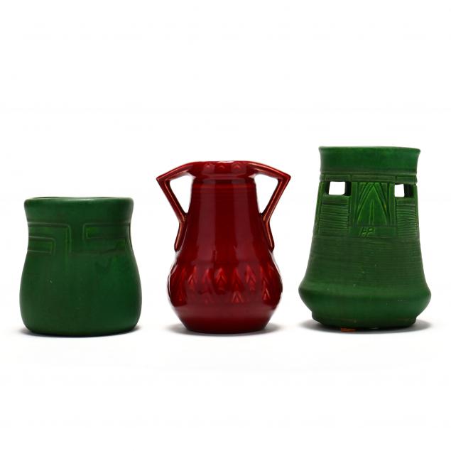 THREE J. B. OWENS ART DECO VASES