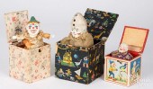 THREE JACK-IN-BOX SQUEAK TOYS,