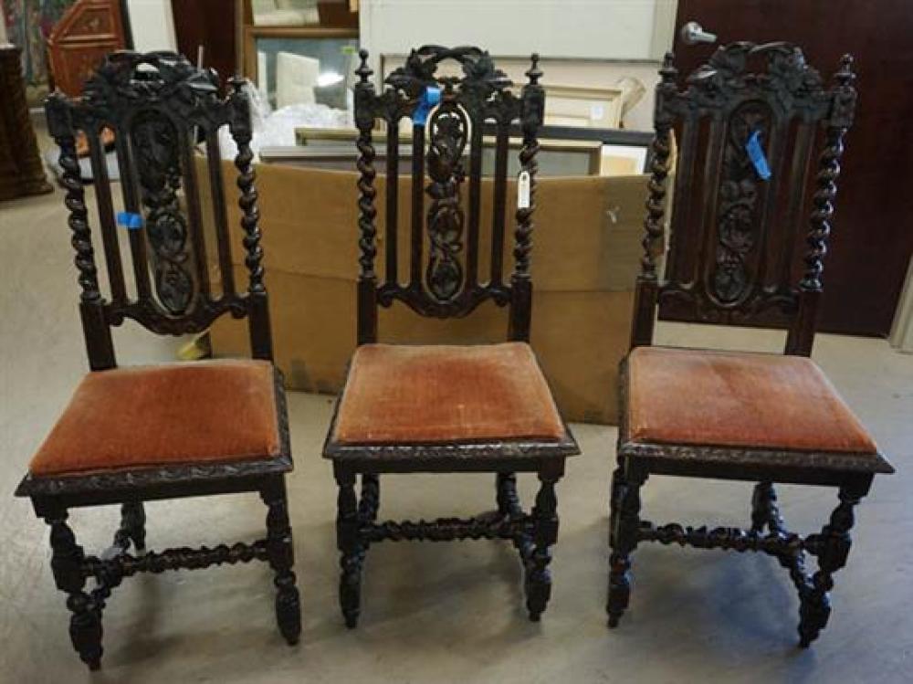 THREE JACOBEAN STYLE STAINED TURNED