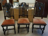 THREE JACOBEAN STYLE STAINED T