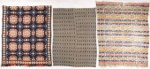 THREE JACQUARD COVERLETS, TWO