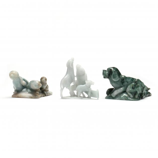 THREE JADE ANIMAL CARVINGS Includes