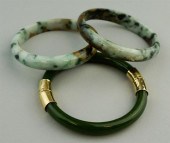 THREE JADE BANGLE BRACELETSTHR
