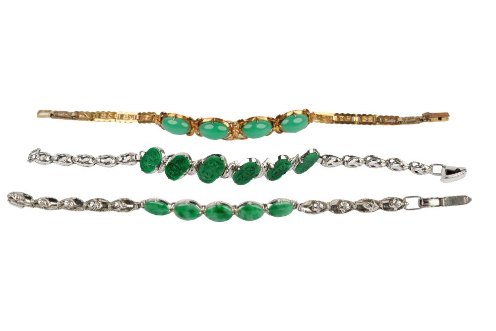 THREE JADE BRACELETScomprising