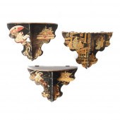 THREE JAPANESE BLACK LACQUER S
