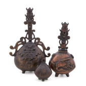 THREE JAPANESE BRONZE CHANTING