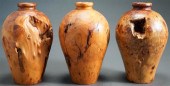 THREE JAPANESE BURLWOOD MEI PI
