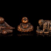 Three Japanese Carved Boxwood