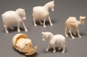 Three Japanese carved ivory ho