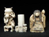 Three Japanese carved ivory Ka