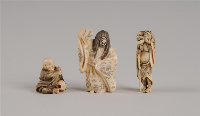 THREE JAPANESE CARVED IVORY