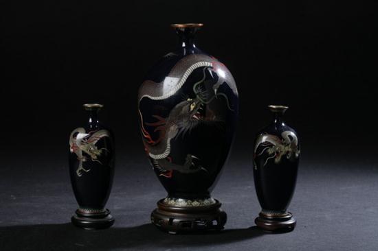 THREE JAPANESE CLOISONN? ENAMEL