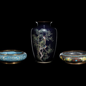Three Japanese Cloisonne Enamel