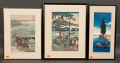 Three Japanese color woodblock