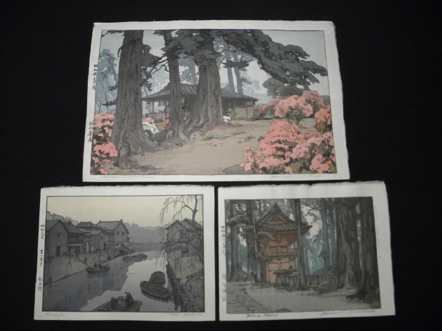 Three Japanese color woodblock