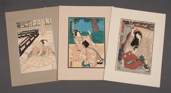 Three Japanese color woodcuts by