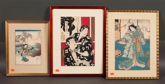 Three Japanese color woodcuts