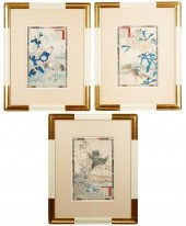 THREE JAPANESE COLORED WOODBLO
