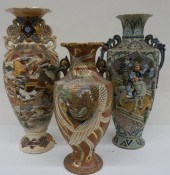 THREE JAPANESE EARTHENWARE POL