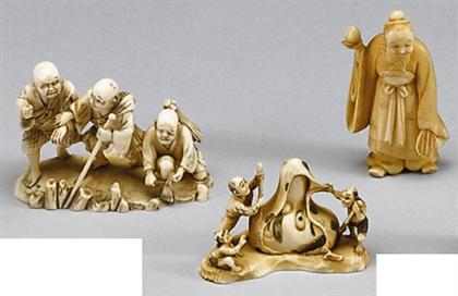 Three Japanese elephant  ivory