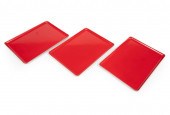 THREE JAPANESE FAUX RED LACQUE