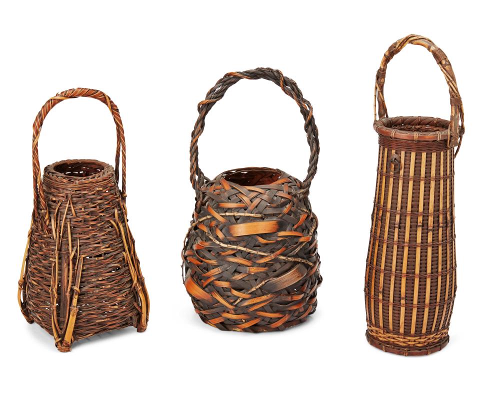 THREE JAPANESE IKEBANA BASKETSThree