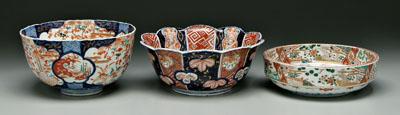 Three Japanese Imari bowls: one