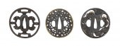 THREE JAPANESE IRON AND BRONZE