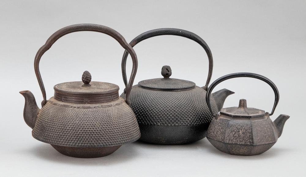 THREE JAPANESE IRON TETSUBIN