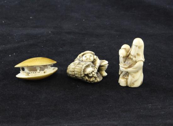 Three Japanese ivory netsuke