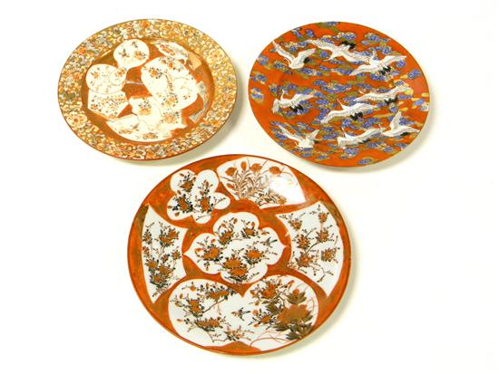 Three Japanese Kutani plates 
